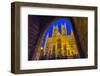 Lincoln Cathedral viewed through archway of Exchequer Gate at dusk, Lincoln, Lincolnshire, England,-Frank Fell-Framed Photographic Print