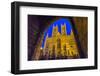 Lincoln Cathedral viewed through archway of Exchequer Gate at dusk, Lincoln, Lincolnshire, England,-Frank Fell-Framed Photographic Print