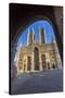 Lincoln Cathedral viewed through archway of Exchequer Gate, Lincoln, Lincolnshire, England, United -Frank Fell-Stretched Canvas