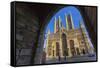 Lincoln Cathedral viewed through archway of Exchequer Gate, Lincoln, Lincolnshire, England, United -Frank Fell-Framed Stretched Canvas