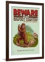 Lincoln City, Oregon - Bigfoot Country - Do Not Allow Dogs Off Leash-Lantern Press-Framed Art Print