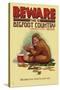 Lincoln City, Oregon - Bigfoot Country - Don't Store Food in Tent-Lantern Press-Stretched Canvas