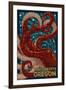 Lincoln City, Oregon - Mosaic Octopus-Lantern Press-Framed Art Print