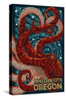 Lincoln City, Oregon - Mosaic Octopus-Lantern Press-Stretched Canvas