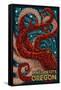 Lincoln City, Oregon - Mosaic Octopus-Lantern Press-Framed Stretched Canvas