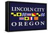 Lincoln City, Oregon - Nautical Flags-Lantern Press-Framed Stretched Canvas