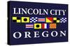 Lincoln City, Oregon - Nautical Flags-Lantern Press-Stretched Canvas