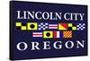 Lincoln City, Oregon - Nautical Flags-Lantern Press-Framed Stretched Canvas