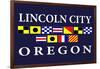 Lincoln City, Oregon - Nautical Flags-Lantern Press-Framed Art Print