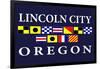 Lincoln City, Oregon - Nautical Flags-Lantern Press-Framed Art Print