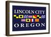 Lincoln City, Oregon - Nautical Flags-Lantern Press-Framed Art Print