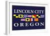 Lincoln City, Oregon - Nautical Flags-Lantern Press-Framed Art Print