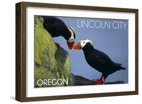 Lincoln City, Oregon - Tufted Puffins - Lantern Press-Lantern Press-Framed Art Print