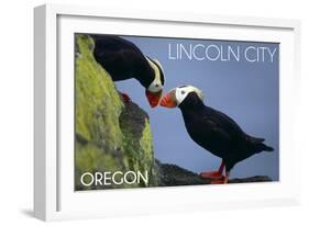 Lincoln City, Oregon - Tufted Puffins - Lantern Press-Lantern Press-Framed Art Print