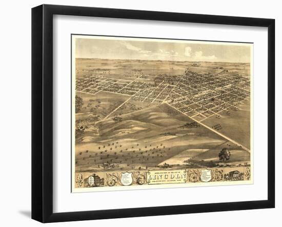 Lincoln, Illinois - Panoramic Map-Lantern Press-Framed Art Print