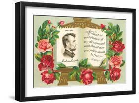 Lincoln in Book with Quotation-null-Framed Art Print