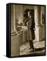 Lincoln Looks Out from the White House (Litho)-American-Framed Stretched Canvas