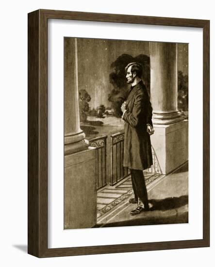 Lincoln Looks Out from the White House (Litho)-American-Framed Giclee Print