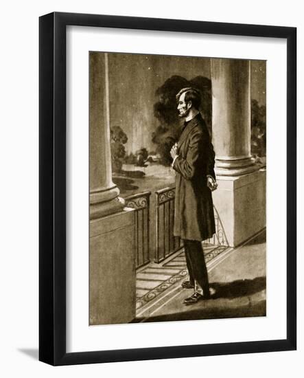 Lincoln Looks Out from the White House (Litho)-American-Framed Giclee Print