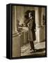 Lincoln Looks Out from the White House (Litho)-American-Framed Stretched Canvas