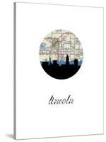 Lincoln Map Skyline-Paperfinch 0-Stretched Canvas