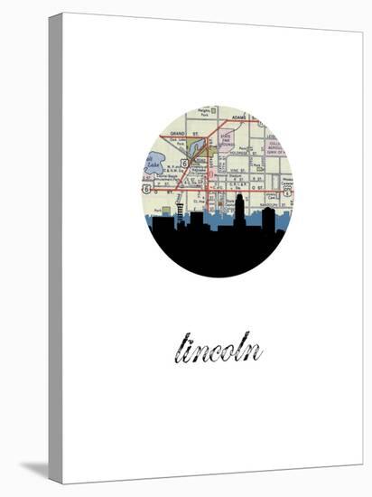 Lincoln Map Skyline-Paperfinch 0-Stretched Canvas