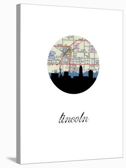 Lincoln Map Skyline-Paperfinch 0-Stretched Canvas