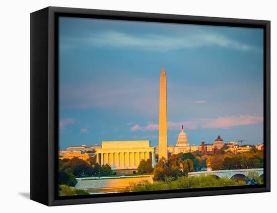 Lincoln Memorial, Washington Monument and Capitol, Washington DC-sborisov-Framed Stretched Canvas