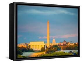 Lincoln Memorial, Washington Monument and Capitol, Washington DC-sborisov-Framed Stretched Canvas