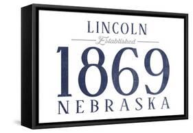 Lincoln, Nebraska - Established Date (Blue)-Lantern Press-Framed Stretched Canvas