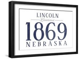 Lincoln, Nebraska - Established Date (Blue)-Lantern Press-Framed Art Print