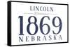 Lincoln, Nebraska - Established Date (Blue)-Lantern Press-Framed Stretched Canvas