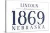 Lincoln, Nebraska - Established Date (Blue)-Lantern Press-Stretched Canvas