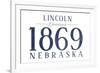 Lincoln, Nebraska - Established Date (Blue)-Lantern Press-Framed Art Print