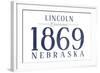 Lincoln, Nebraska - Established Date (Blue)-Lantern Press-Framed Art Print