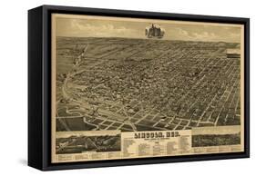 Lincoln, Nebraska - Panoramic Map-Lantern Press-Framed Stretched Canvas
