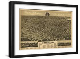 Lincoln, Nebraska - Panoramic Map-Lantern Press-Framed Art Print