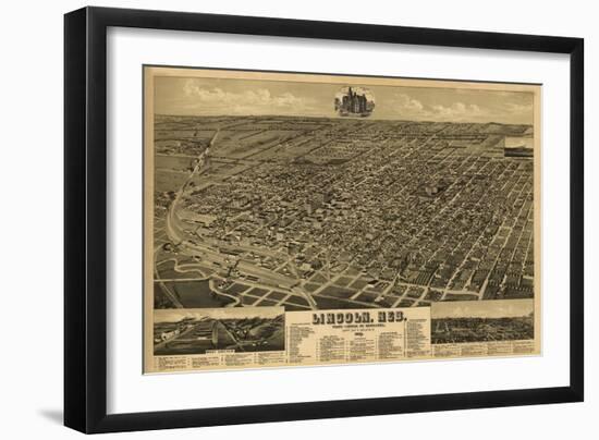 Lincoln, Nebraska - Panoramic Map-Lantern Press-Framed Art Print