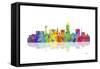 Lincoln Nebraska Skyline 1-Marlene Watson-Framed Stretched Canvas