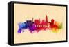 Lincoln, Nebraska - Skyline Abstract-Lantern Press-Framed Stretched Canvas