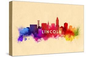 Lincoln, Nebraska - Skyline Abstract-Lantern Press-Stretched Canvas