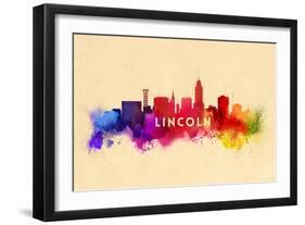 Lincoln, Nebraska - Skyline Abstract-Lantern Press-Framed Art Print