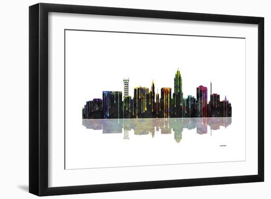 Lincoln Nebraska Skyline BW 1-Marlene Watson-Framed Giclee Print