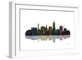 Lincoln Nebraska Skyline BW 1-Marlene Watson-Framed Giclee Print