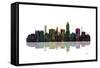 Lincoln Nebraska Skyline BW 1-Marlene Watson-Framed Stretched Canvas