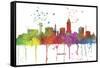 Lincoln Nebraska Skyline MCLR 1-Marlene Watson-Framed Stretched Canvas