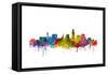 Lincoln Nebraska Skyline-Michael Tompsett-Framed Stretched Canvas