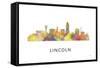 Lincoln Nebraska Skyline-Marlene Watson-Framed Stretched Canvas