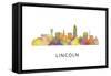 Lincoln Nebraska Skyline-Marlene Watson-Framed Stretched Canvas