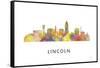 Lincoln Nebraska Skyline-Marlene Watson-Framed Stretched Canvas